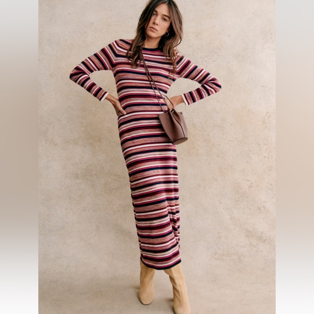 NWT Sézane Meylna Space Dye Striped Maxi Dress